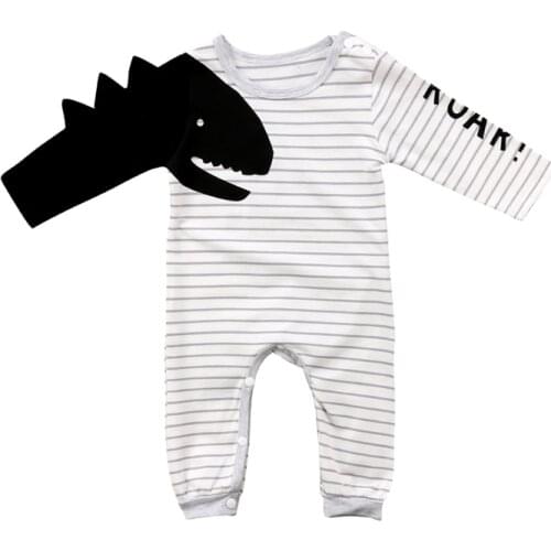 Newborn Infant Baby Boy Girls 3D Dinosaur Long Sleeves Romper Jumpsuit Outfits Set Clothes