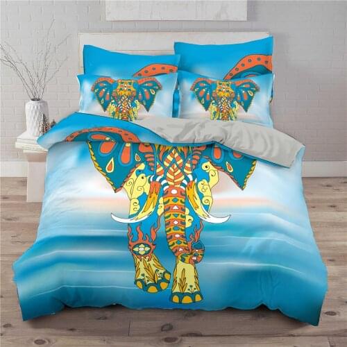 Colorful 3D Elephant Printed Duvet Cover Bedding Set Single Twing Animal Quilt Cover Queen King Full Double Size Home Textiles