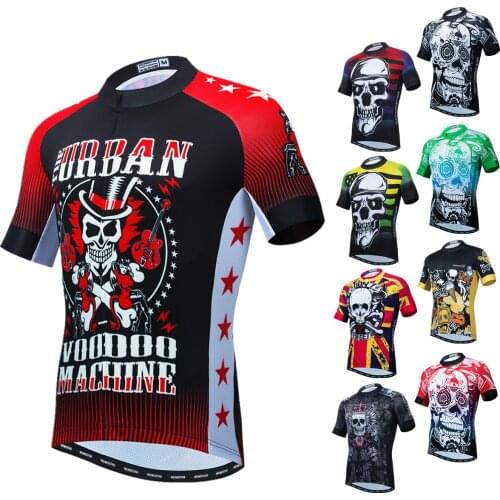 Summer Mens Cycling Jersey Quick-Dry Cycling Clothing MTB Bicycle Clothes Racing Bike Jackets Skull Printing