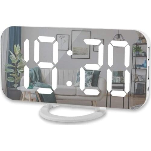 Best Digital Alarm Clock,6 Inch Large Led Display With Dual Usb Charger Ports Auto Dimmer Mode Easy Snooze Function, Modern Mi