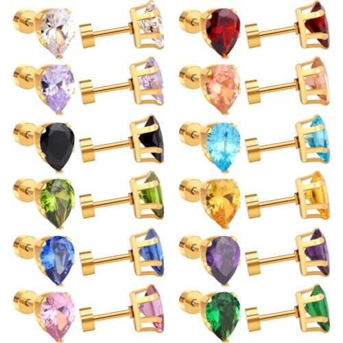 LUXUKISSKIDS 2017 Brand New Gold Drop-Shaped Mixed Crystal Plug Earring For Women Jewelry,Good quality