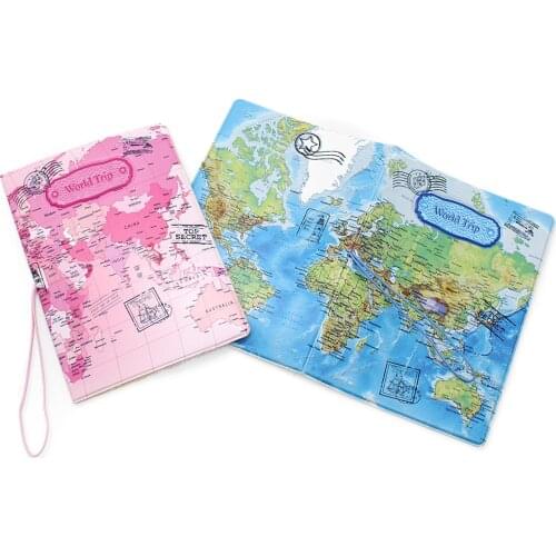 Fashion Retro World Map Passport Cover Men Women Anti-lost Passport Holder Luxury High Quality PU Leather Credit Card ID Holders