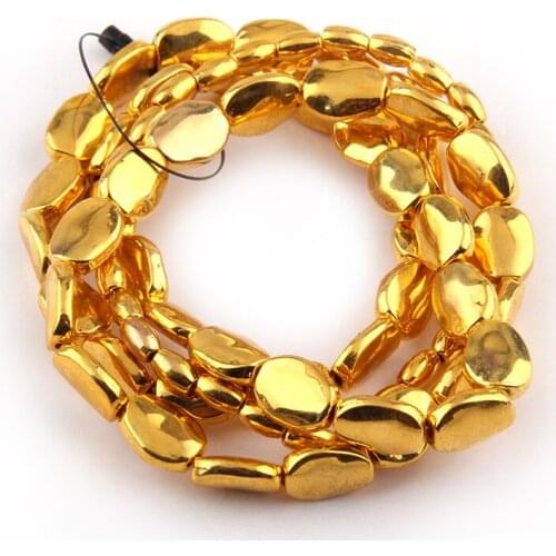 Fashion Alloy Flat Pipe beads four string one set elastic bracelet gold