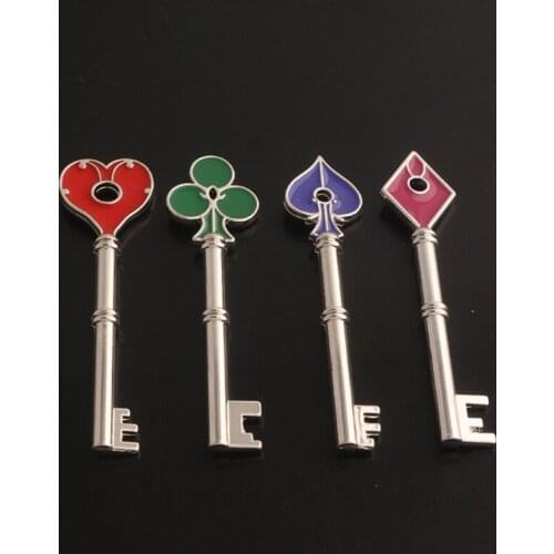 652F Game Residents Evils Keychain Set RPD Square Plum Heart Key Police Playing Cards