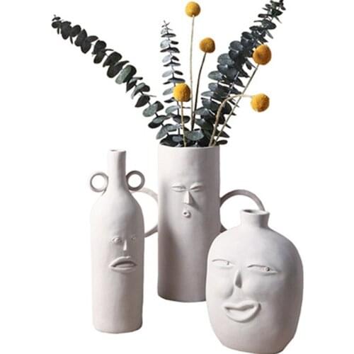 Nordic Art Ceramic Vase Decoration Abstract Pure White Bottle Simple Living Room Home Exquisite Decorations Birthday Gift