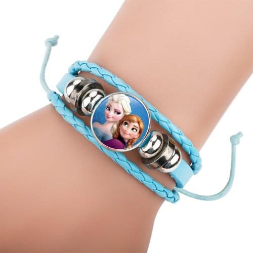 Disney new children toys frozen elsa Anna accessories beaded woven bracelet cute girl cartoon jewelry baby doll