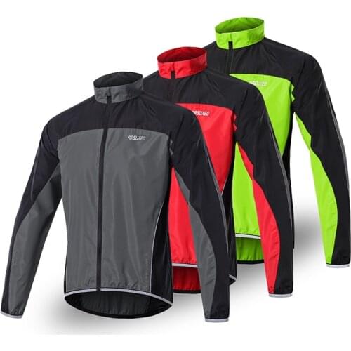 ARSUXEO Long Sleeve Breathable Waterproof Hunting Coat Solid Quick Dry Rain Coat Cycling Road Bike Hiking Cycling Jacket