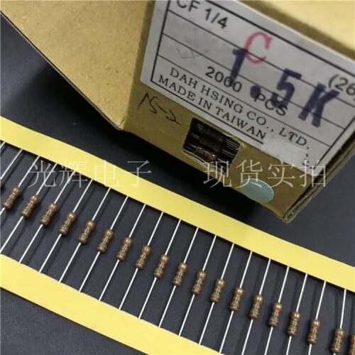 Original new 100% CF1/4C26A153J 1/4W 1.5K 5% 0.25W thick copper foot carbon film DIP color ring resistance (Inductor)