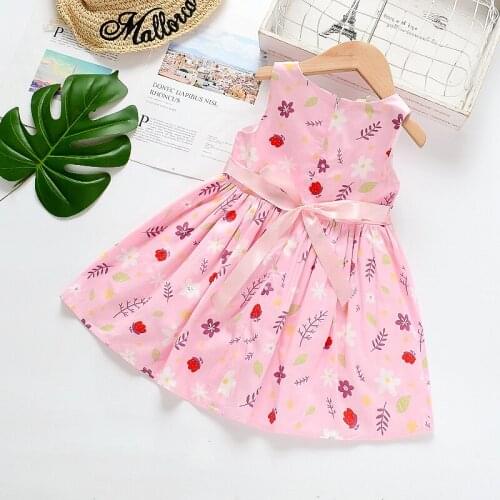 Baby Girls Dress Floral Kids Dresses Girls Princess Dress Children Clothes Girls Sleeveless cotton Dress Casual Wear 1-5Y