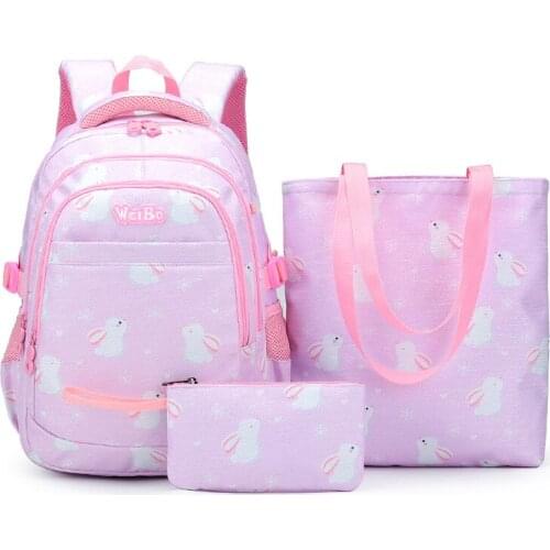 Durable Casual Travel Daypack for Primary School Student Cute Girls Backpack 3 in 1 Kids School Bag Bookbag