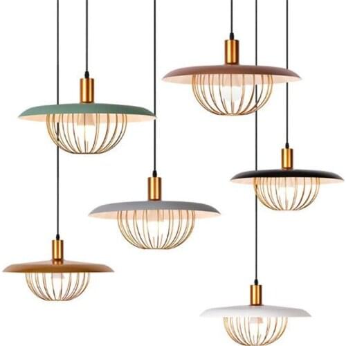 Post-modern Simple Metal Pendant Light for Dining Room Bar Restaurant 6 Colors Iron Aluminum Suspension Lamp 110/220V 2312