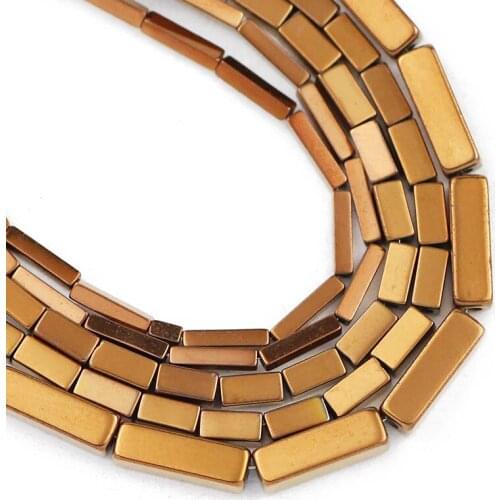 Natural Stone Copper Rectangle Cuboid Hematite Beads 4/6/9MM Square Loose Spacer Beads For Jewelry Making Diy Bracelet Necklace