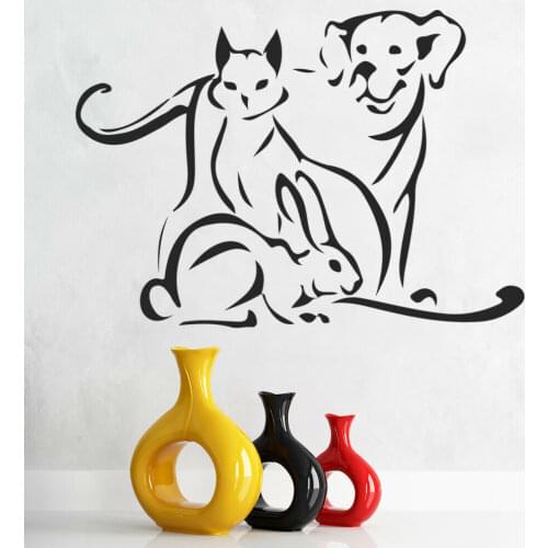 Pet Animals Pvc Wall Decal Living Room Rabbit Cat Dog Pattern Wall Stickers Home Decoration Pet Salon Logo Posters A336