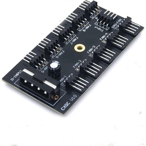 PWM 12V 4Pin Power Supply Adapter for PC Mining Newest Black PC 1 To 10 4Pin Molex Cooler Cooling Fan Hub Splitter Cable