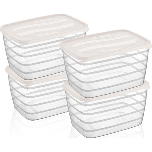 Qlux Striped Storage Container Ivory 5 Liter 4'Lü Bsf-819