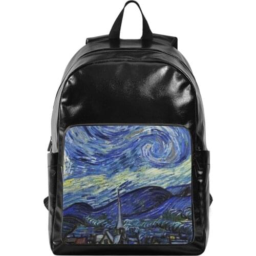 Luxury Famous Brand Women High quality canvas Backpack Van Gogh oil painting Female Shoulders School Bag Fashion Womens Bags