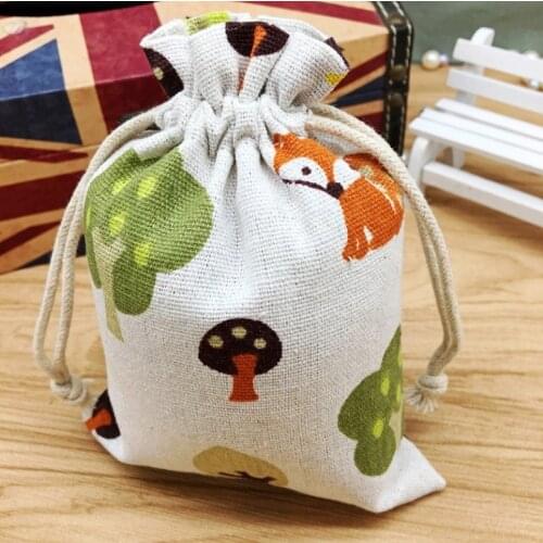 Owl Linen Jewelry Drawstring Pouches 9x12cm 10x15cm 13x17cm pack of 50 Party Candy sack Wigs Hair Gift Bags