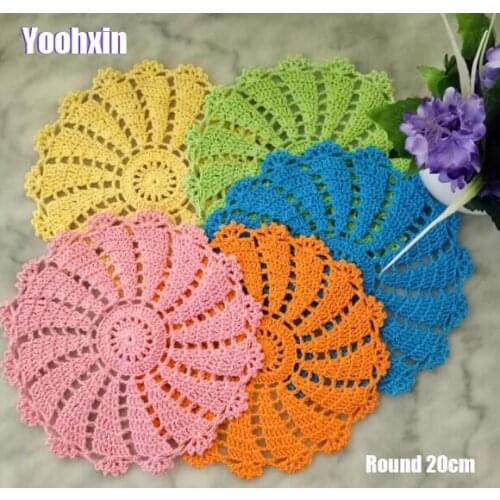 Modern cotton placemat cup coaster mug kitchen wedding table place mat cloth lace Crochet tea coffee doily plate dining pad