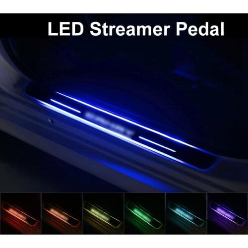 QHCP 4Pcs/Set Moving Light LED Welcome Pedal Acrylic Lamp External Door Sill Plate Scuff Cover Protector For Toyota Camry 2018