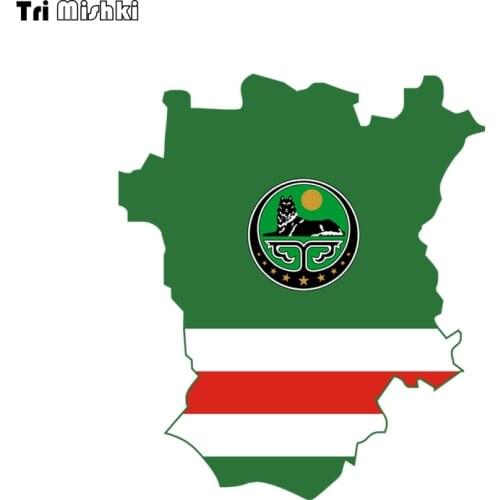 Tri Mishki WCS779 15*13cm Chechen Republic of Ichkeria map car sticker colorful Decals Motorcycle Accessories Stickers