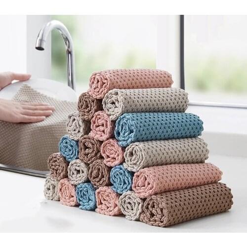 Kitchen Anti-grease Wiping Rags Efficient Absorbent Microfiber Cleaning Cloth Home Washing Dish Kitchen Cleaning Towel