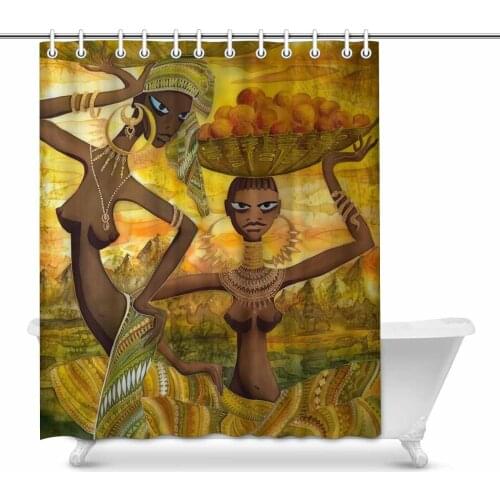 African Girls Vintage Afro American Women Decor Waterproof Polyester Bathroom Shower Curtain