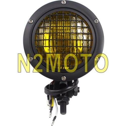 Vintage 4.5" Bezel Mesh Grill Headlight Motorcycle Custom Head Lamp for Harley Chopper Cafe Racer Bobber XS650