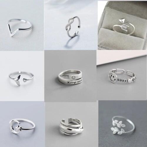 Vintage Punk Star Arrow 925 Sterling Silver Finger Rings For Women Girls Party Jewelry Anillos A007