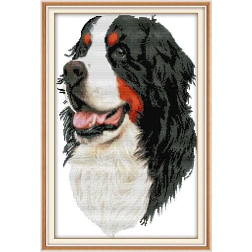Top Quality Cross Stitch Kits Embroidery Needlework Sets Bernese Mountain Dog Cute Dog DIY Cross Stitch Kits 11CT 14CT Animal