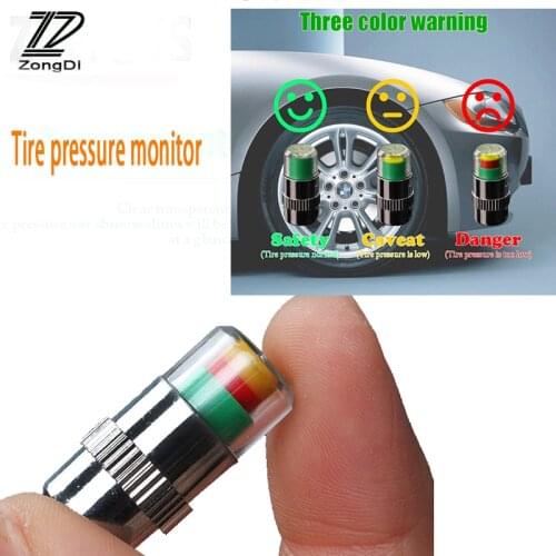 ZD 4Pcs Car Warning Pressure Tire Wheel Air Valve Caps Cover For Ford Focus 2 3 Fiesta Mondeo Ranger Kuga Seat Leon Ibiza Lexus