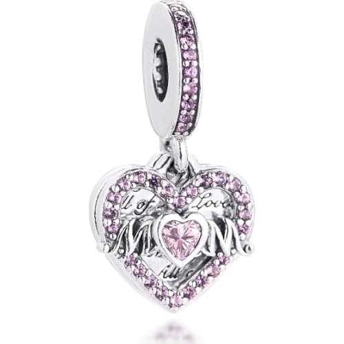Heart & Mum Dangle Best Friend Original Free Shipping Jewelry Women Cheap Pendant 100% Real S925 Sterling Silver Beads