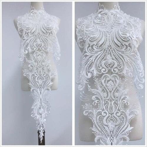 1 Pcs Heavy beaded lace, Ivory Applique, Elegant wedding lace beaded lace applique, Bridal bodice veil applique