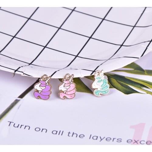 10pcs 12*17mm Unicorn Enamel Metal Charms Alloy Floatings Oil Drop Horse Pendants DIY Earrings Bracelet Jewelry Accessory FX176