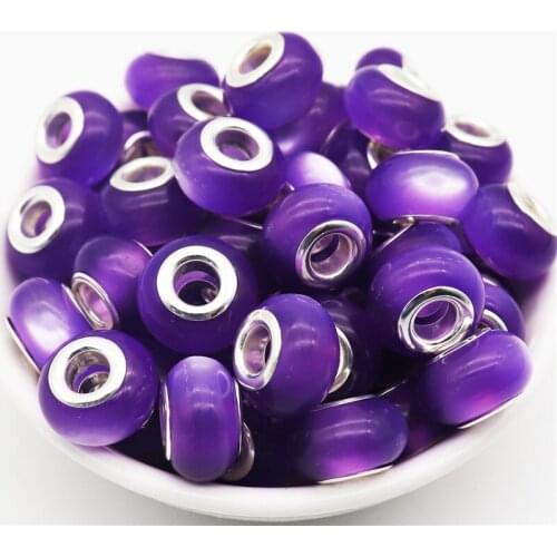 10pcs New Big Hole Round LPlastic Murano Spacer Beads Charms Fit Pandora Bracelet Necklaces for DIY Jewelry Accessories Making