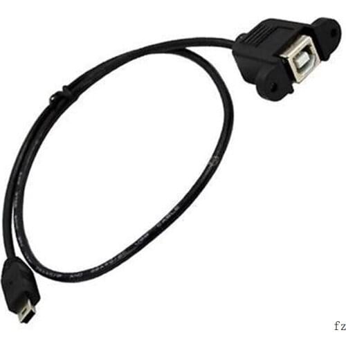 100 Pcs 50cm USB 2.0 B Female Printer Panel Mount to Mini USB 5pin Male Cable