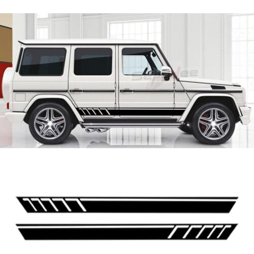 2Pcs Car Side Skirt Sticker Body Stripes Vinyl Decal For Mercedes Benz G Class G63 AMG G65 G500 W463 G550 G350 Car Accessories