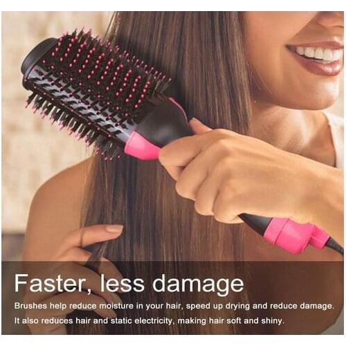 2 in 1 Multifunctional Hair Dryer & Volumizer Hair Brush Roller Rotate Styler Comb Styling Straightening Curling Iron 0001