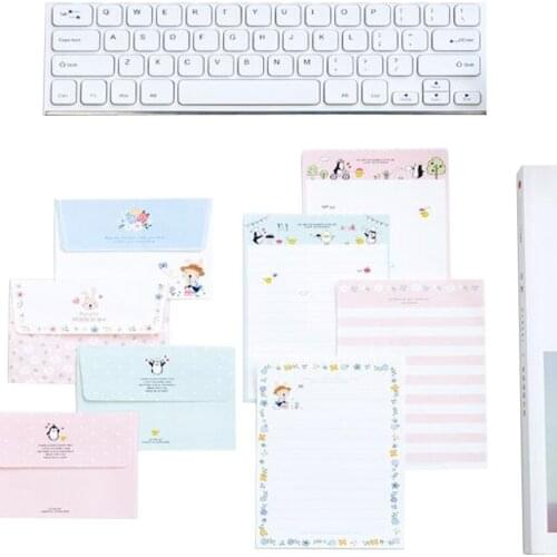 30packs/lot New Rabbit Penguin Flower 2 envelope+4 paper Wedding Letter Invitation DIY Multifunction School Office Supplier