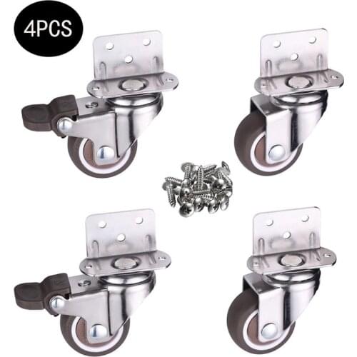 4Pcs Heavy Duty Castor Wheel Soft Rubber Swivel Roller Wheels with Screws for Baby Cot Bed Shelf Trolley Office Chair Furniture