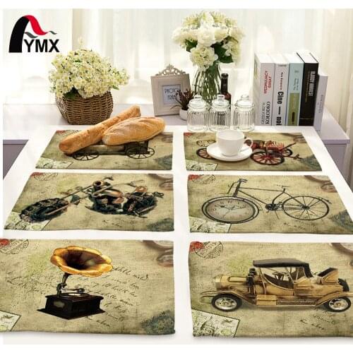 42*32cm Cartoon Retro Car Printed Table Napkins for Wedding Party Table Napkin Cloth Polyester Western Dinner Mat Home Textile