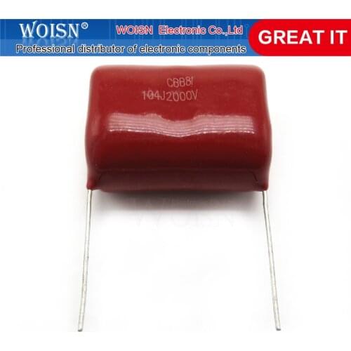 5pcs/lot 0.1uF 2000V 2KV CBB 104 100NF Polypropylene film capacitor pitch 25mm CBB81 In Stock