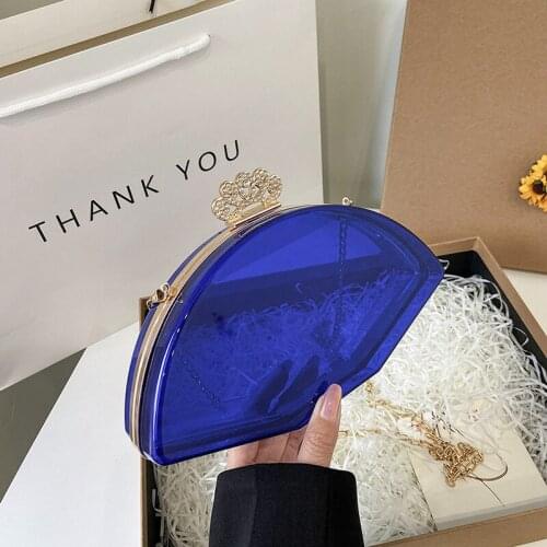 Acrylic Fan Shape Party Clutch Women Purses and Handbags Fashion Shoulder Chain Bag Clear Evening Bag Female Diamond Pouch 2021