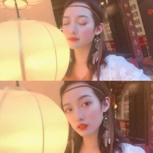 Bohemian Gypsy Round Hollow Out Flower Hook Earring Feather Tassel Chain Fashion Long Earrings For Women Jewelry Vintage