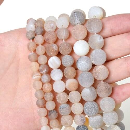 Champagne Matte Agates Beads Natural Stone Beads Round Beads for Jewelry Making DIY Bracelet Necklace Accessories 4/6/8/10/12mm