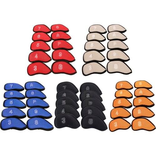 10Pcs/Pack Meshy Golf Iron Covers Set Golf Club Head Cover Protective Lightweight Soft Waterproof