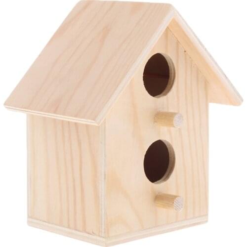 Birdhouse - Cage Rough Wood Perch Hut - Wooden Cabin Birdhouse for Birds
