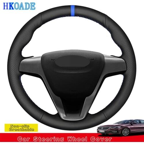 DIY Hand-stitched Black Soft Artificial Leather Car Accessories Steering Wheel Cover For Lada Vesta 2015-2019 Xray 2015-2019