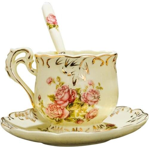 Ceramic Cup Wholesale European Style Coffee Cup and Saucer Ceramic Coffee Cup Ceramic Coffee Cup and Saucer Set Alilife Store