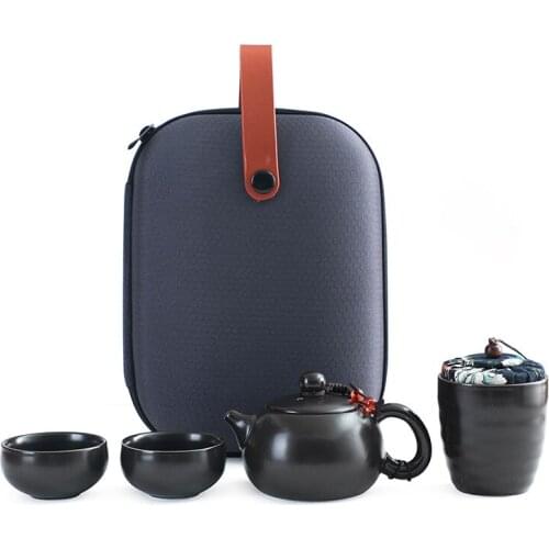 Ceramic teapot kettle gaiwan tea cup for puer chinese tea pot portable tea set drinkware with travel bag