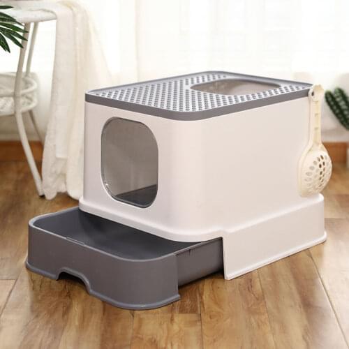 Cat Litter Box Fully Enclosed Drawer Top-entry Cat Toilet Dog Potty Anti-splash Cat Tray with Scoop Pet Dog Bedpan Easy to Clean